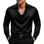Elegant Solid-color Minimalist Open-collar Shirt For Men