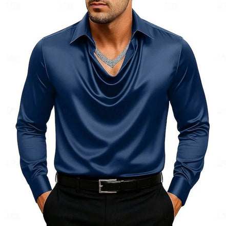 Elegant Solid-color Minimalist Open-collar Shirt For Men