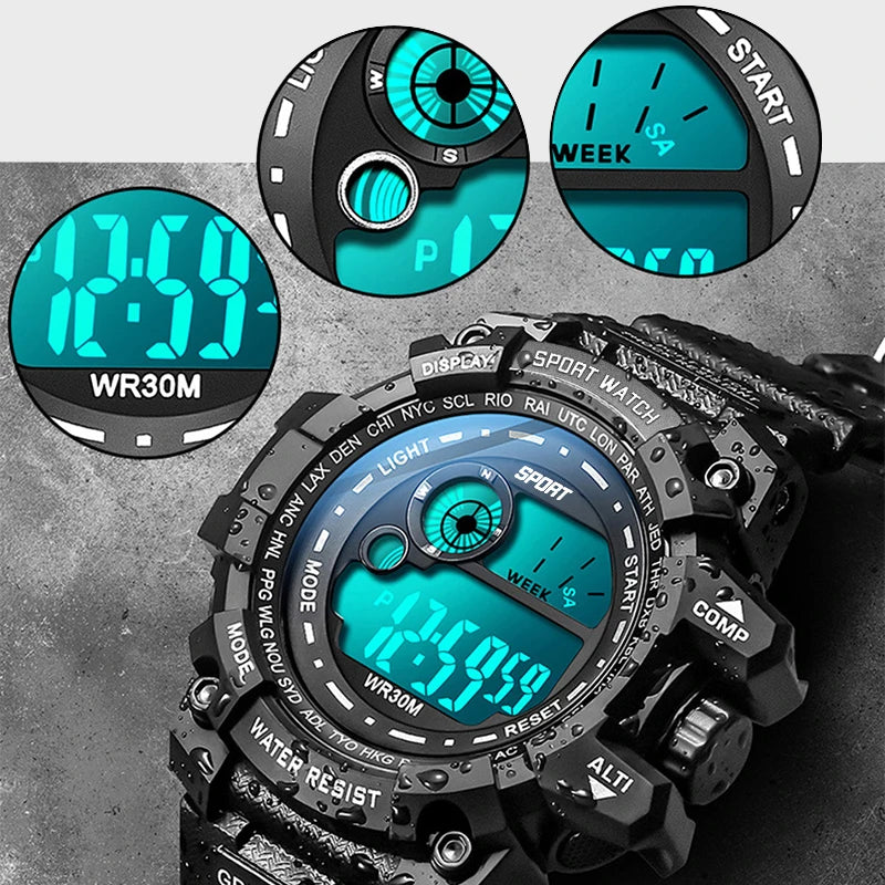 New Men LED Digital Watches Luminous Fashion Sport Waterproof