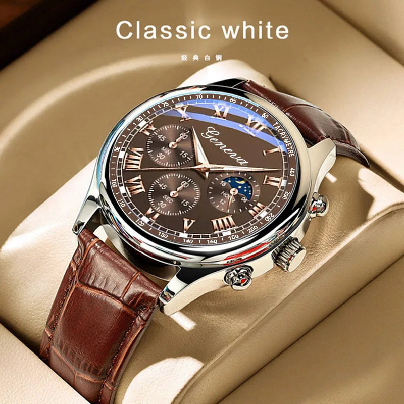 Simple Fashion Men's Pu Leather Strap Quartz Wristwatch