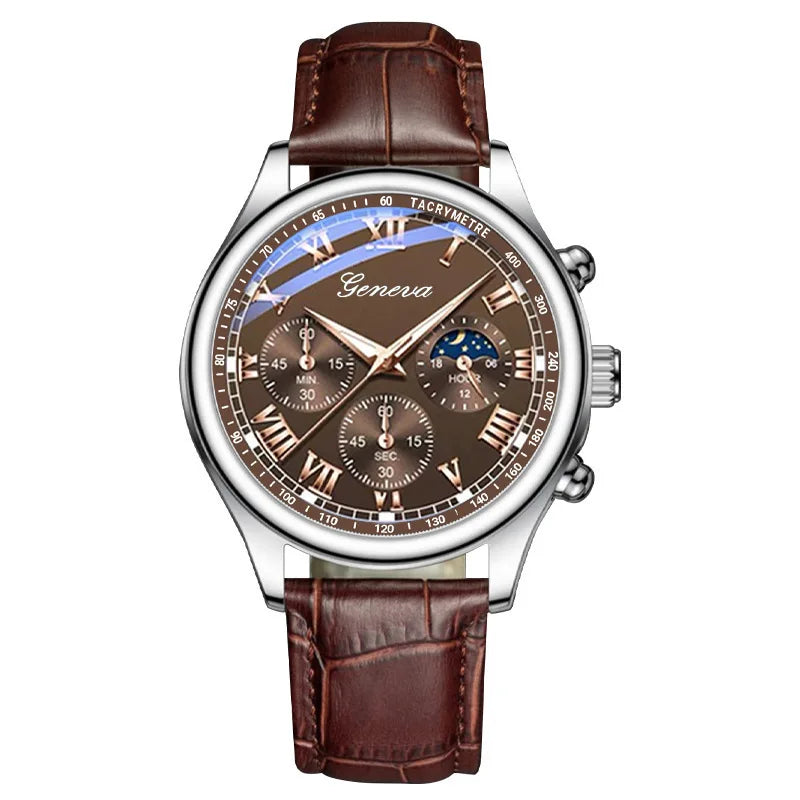 Simple Fashion Men's Pu Leather Strap Quartz Wristwatch