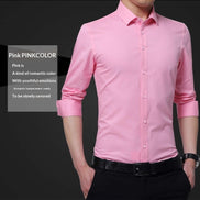 Mens Long-sleeve White Shirt In Korean Style