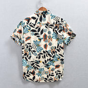 Mens Japanese-style Printed Casual Short-Sleeve Shirt