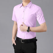 Mens Summer Business Casual Wrinkle Resistant SlimFit HalfSleeve Shirt