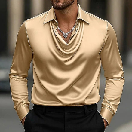 Elegant Solid-color Minimalist Open-collar Shirt For Men