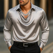 Elegant Solid-color Minimalist Open-collar Shirt For Men