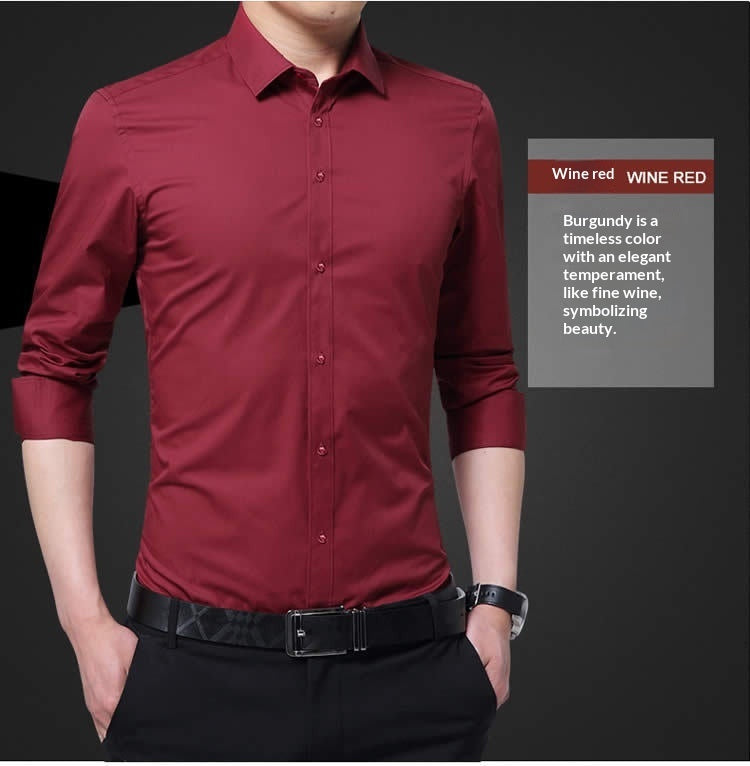 Mens Long-sleeve White Shirt In Korean Style